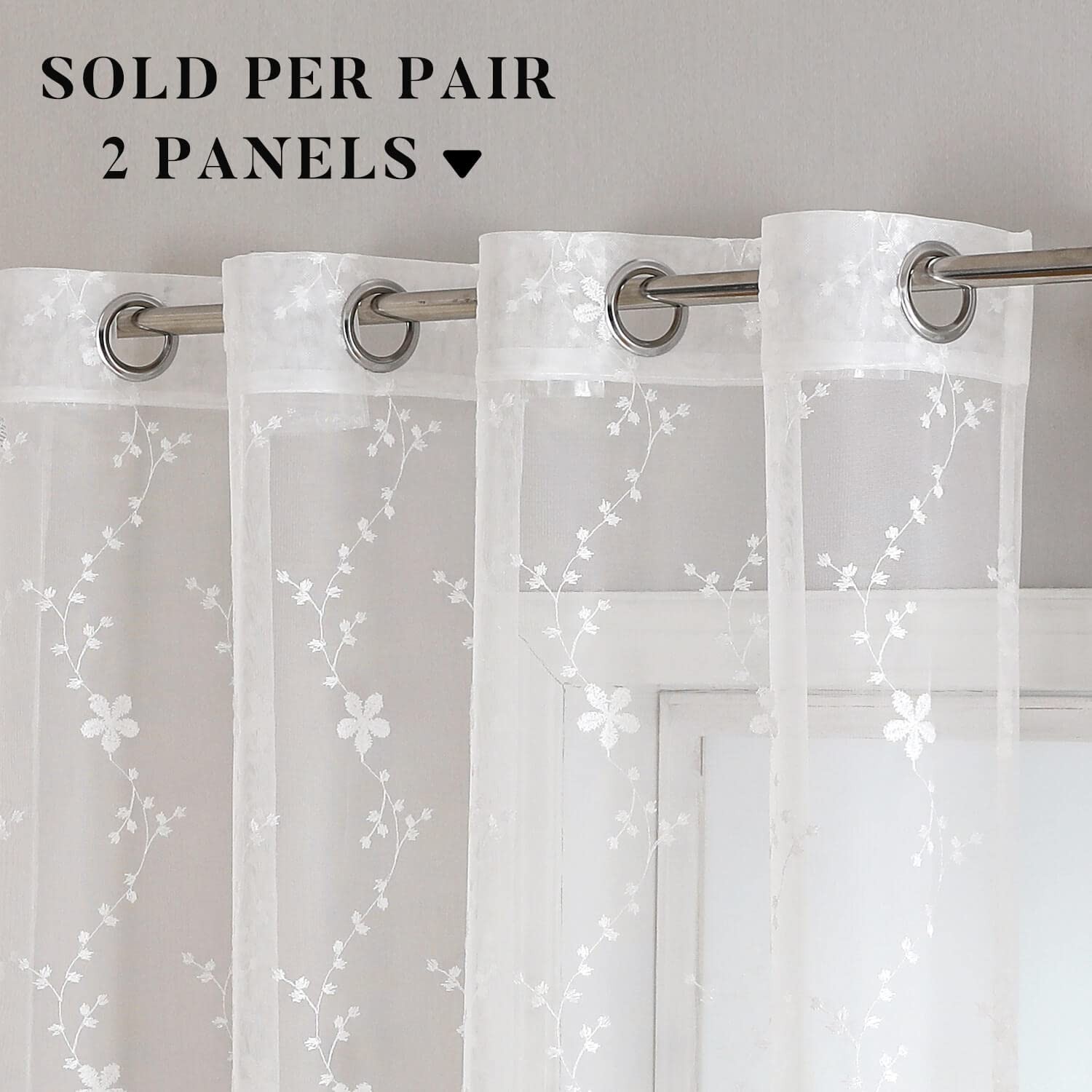 Luxury White Lace Sheer Curtains 96 Inches Long 2 Panels for Living Room, Ele…