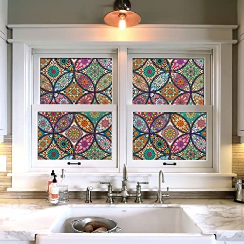 Stained Glass Window Film Privacy Decorative Static Cling Non-Adhesive Frosted