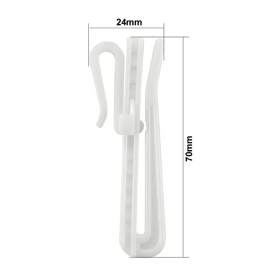 Adjustable Depth Pinch Pleat Locking Curtain Tape Clip Hook, Plastic, 23 Pcs