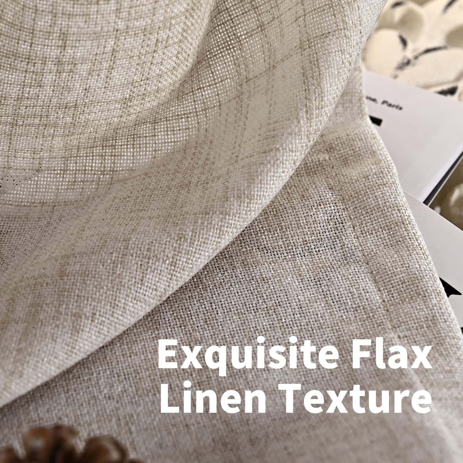 40 Inch Length Linen Curtains for Kitchen Cafe 42″W x 40″L (Pack of 2) Natura
