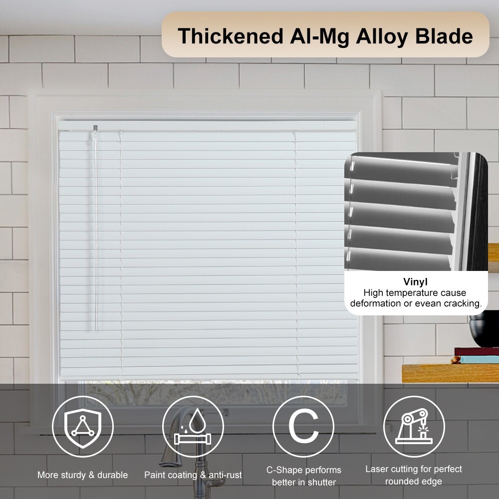 LUCKUP Cordless Mini Blinds Aluminum Venetian Blind Horizontal Window Shades