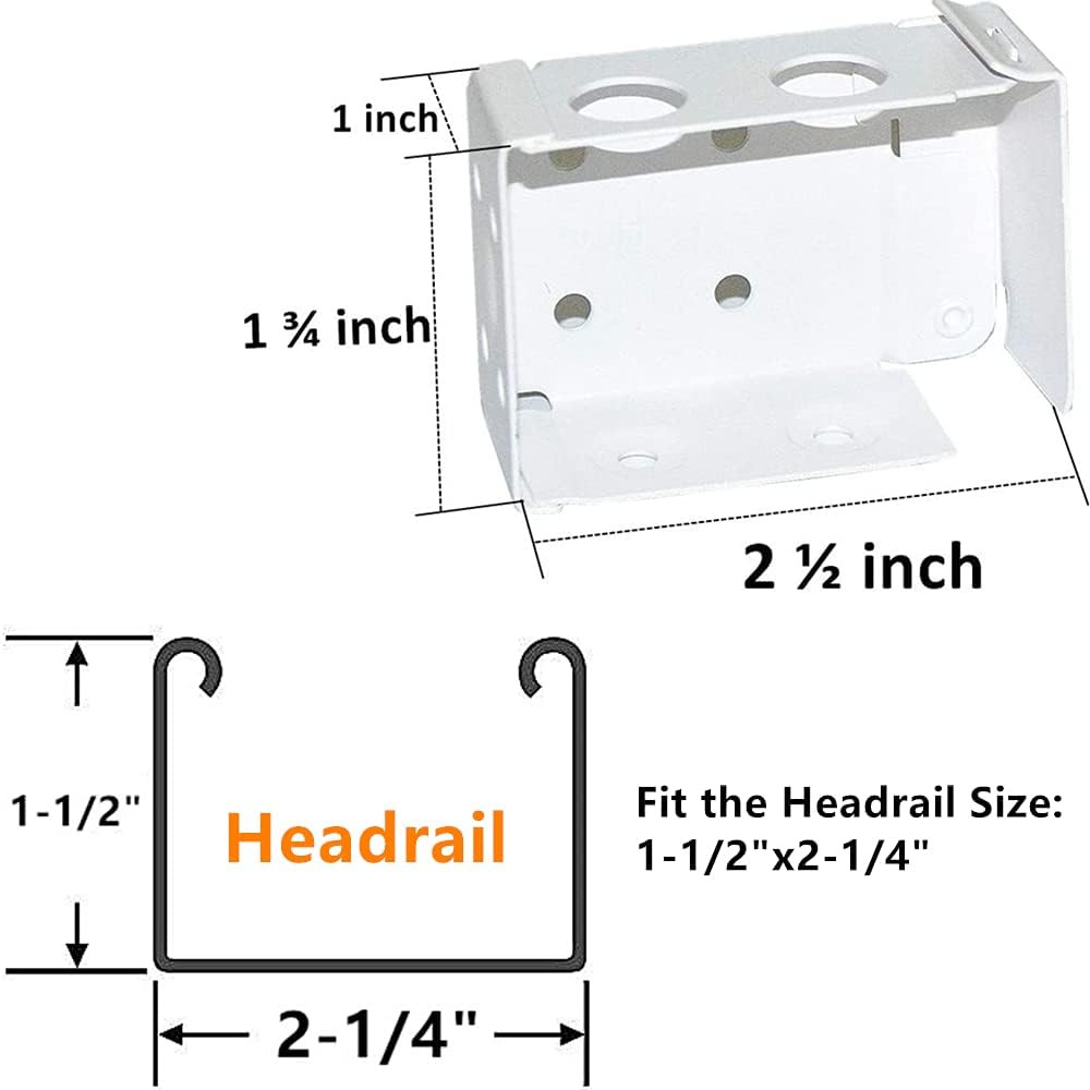 2Pcs Box Mounting Bracket for Low Profile Horizontal Blinds with 1-3/4″ X 2 1/2″