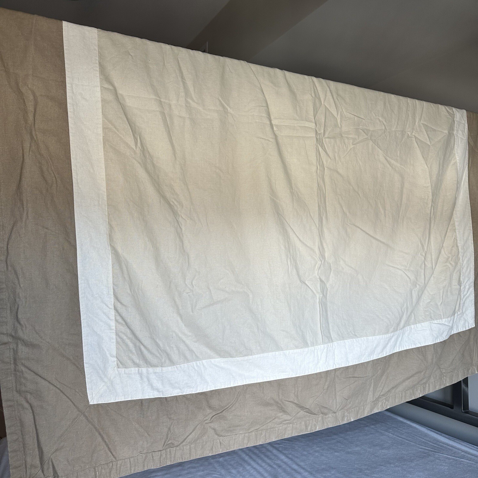 Fieldcrest Classic Curtain, Beige/white, Linen/cotton Blend 66×70