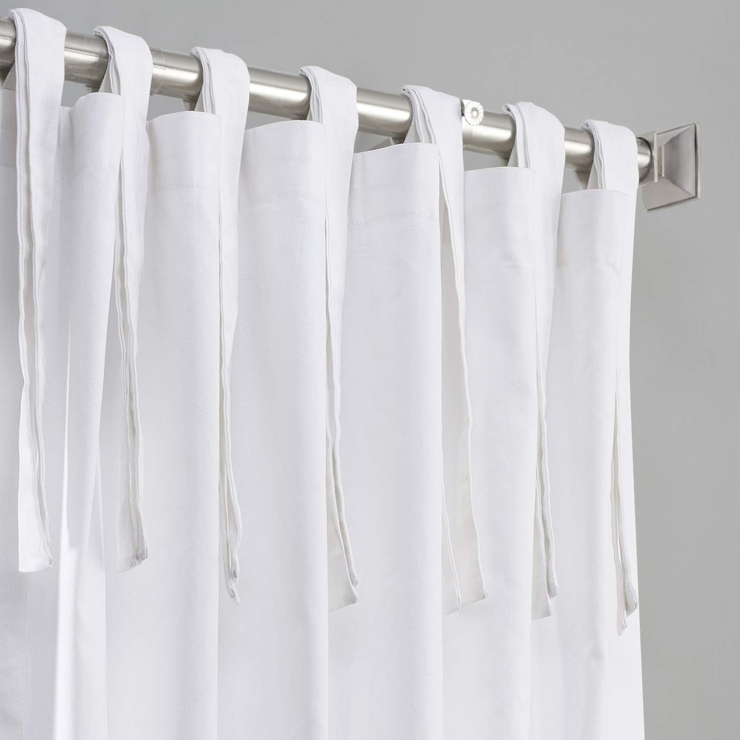 Solid Tie Top Cotton Curtains 84 Inches Long (1 Panel) Luxury Light Filtering Cu