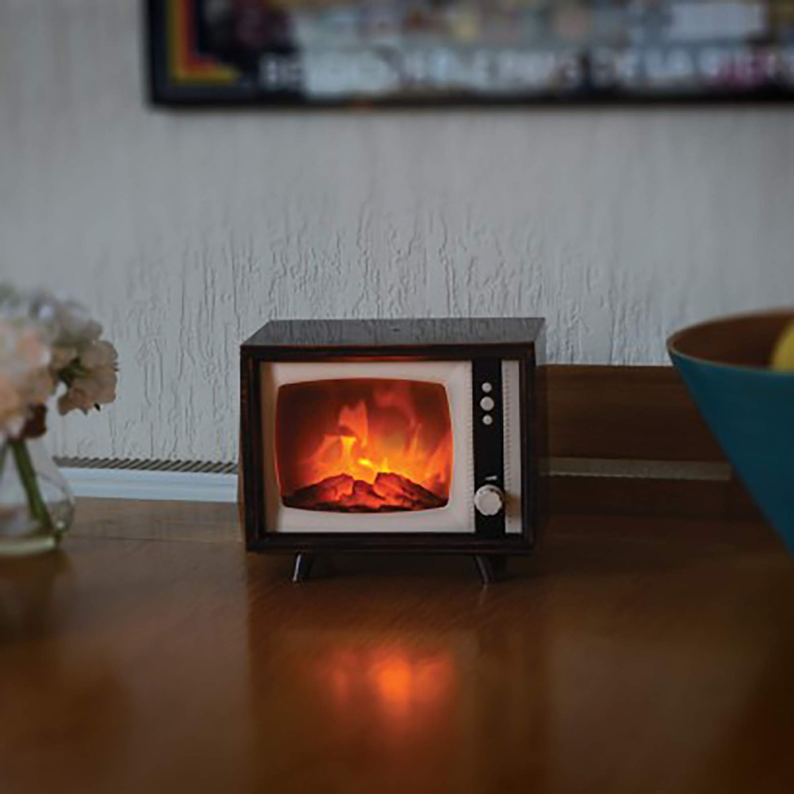 Decorative Realistic Fireplace Compact Retro Television with LED Moving Flame…