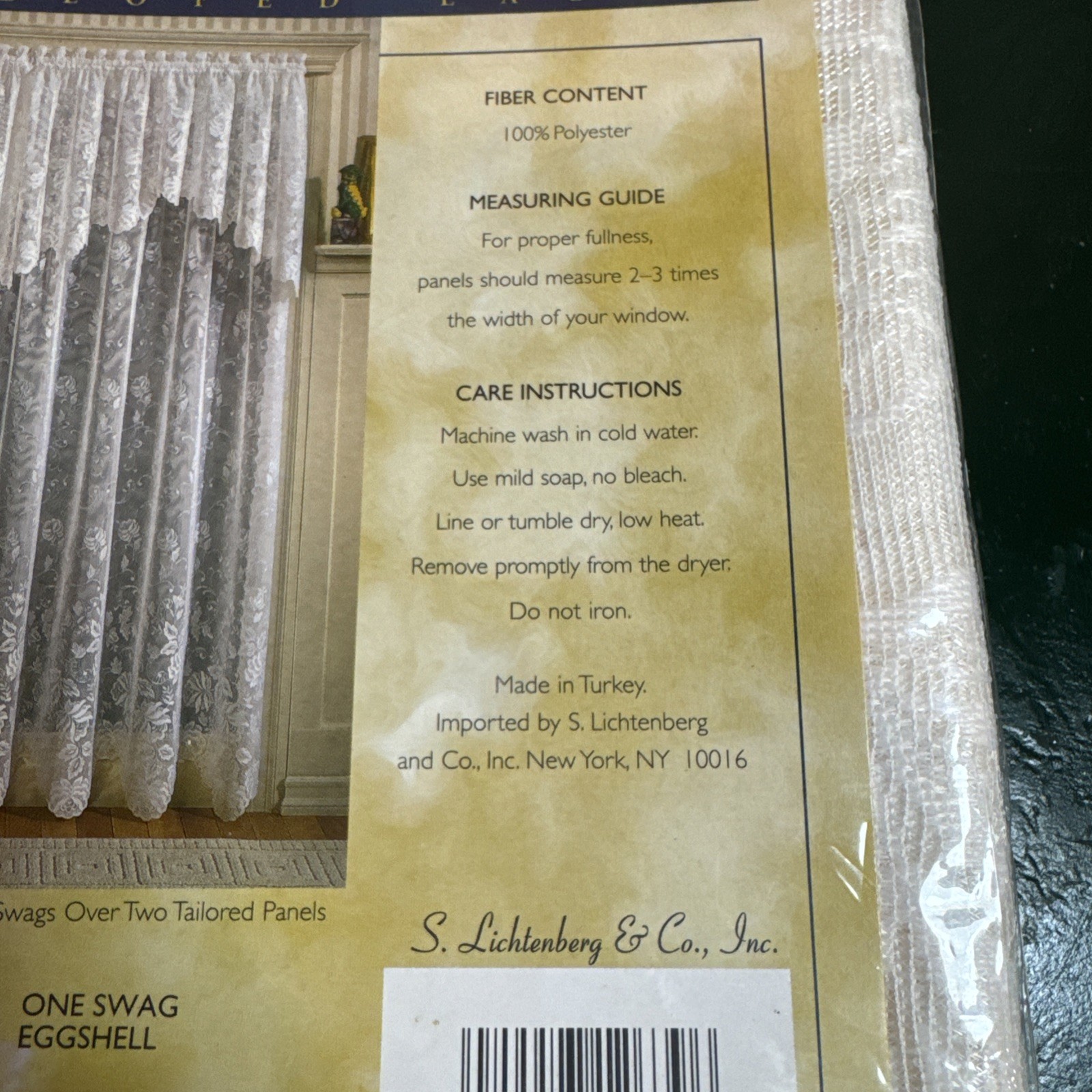 Floral Vine One Swag Eggshell style Barbara Scalloped Lace 75×32 inches