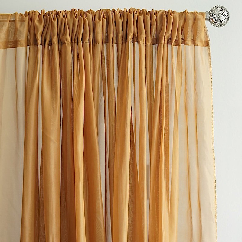 Gold 10 x 10 ft Voile BACKDROP CURTAINS 2 Panels 5×10 ft Home Party Decorations
