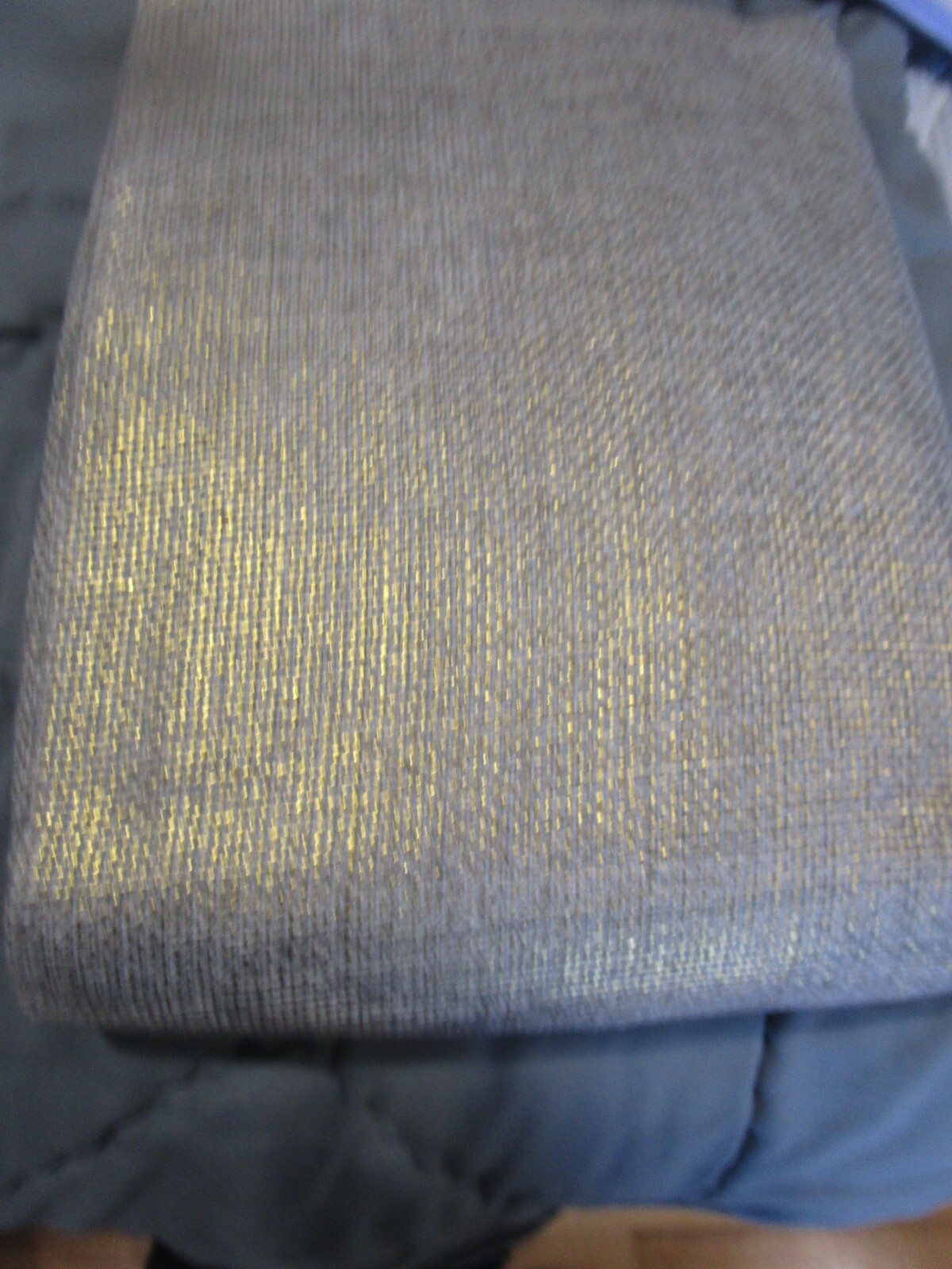 1 West Elm Metallic basket Curtain drape panel 48 108 gold gray New