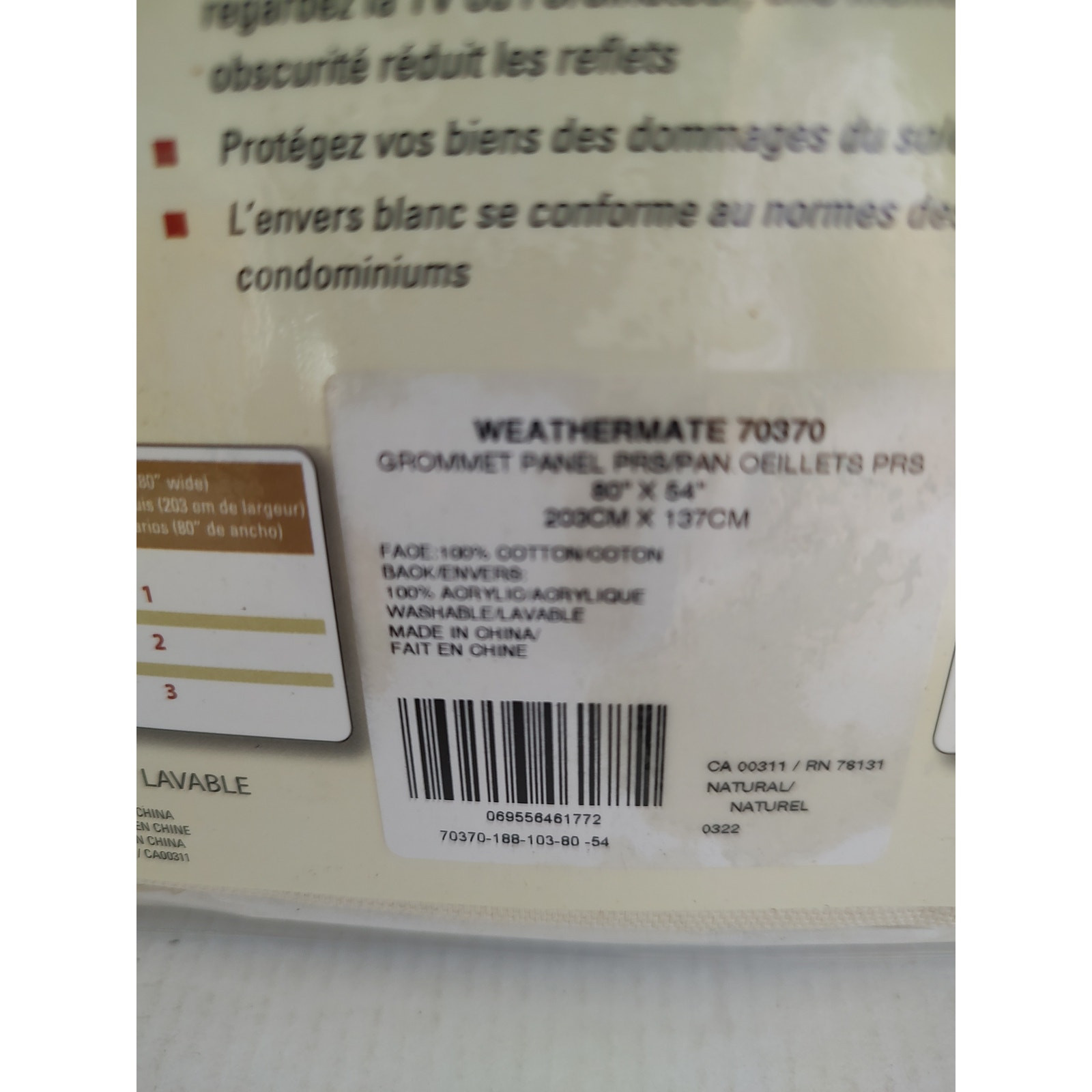 Weathermate Cream Thermalogic Grommet Blackout Panel 80X54