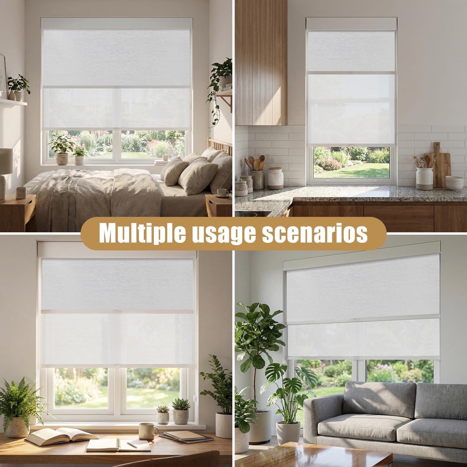 Double Layered Roller Blinds, 25″ W x 72″ H Blackout Roller Blinds, Heat-Insu…