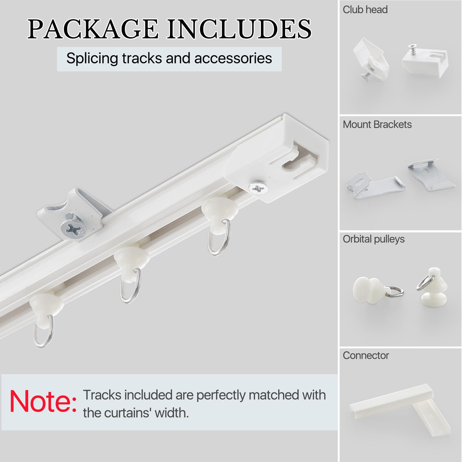 RYB HOME Blackout Curtain Straight Ceiling Track Privacy Divider Grey W60 x L84