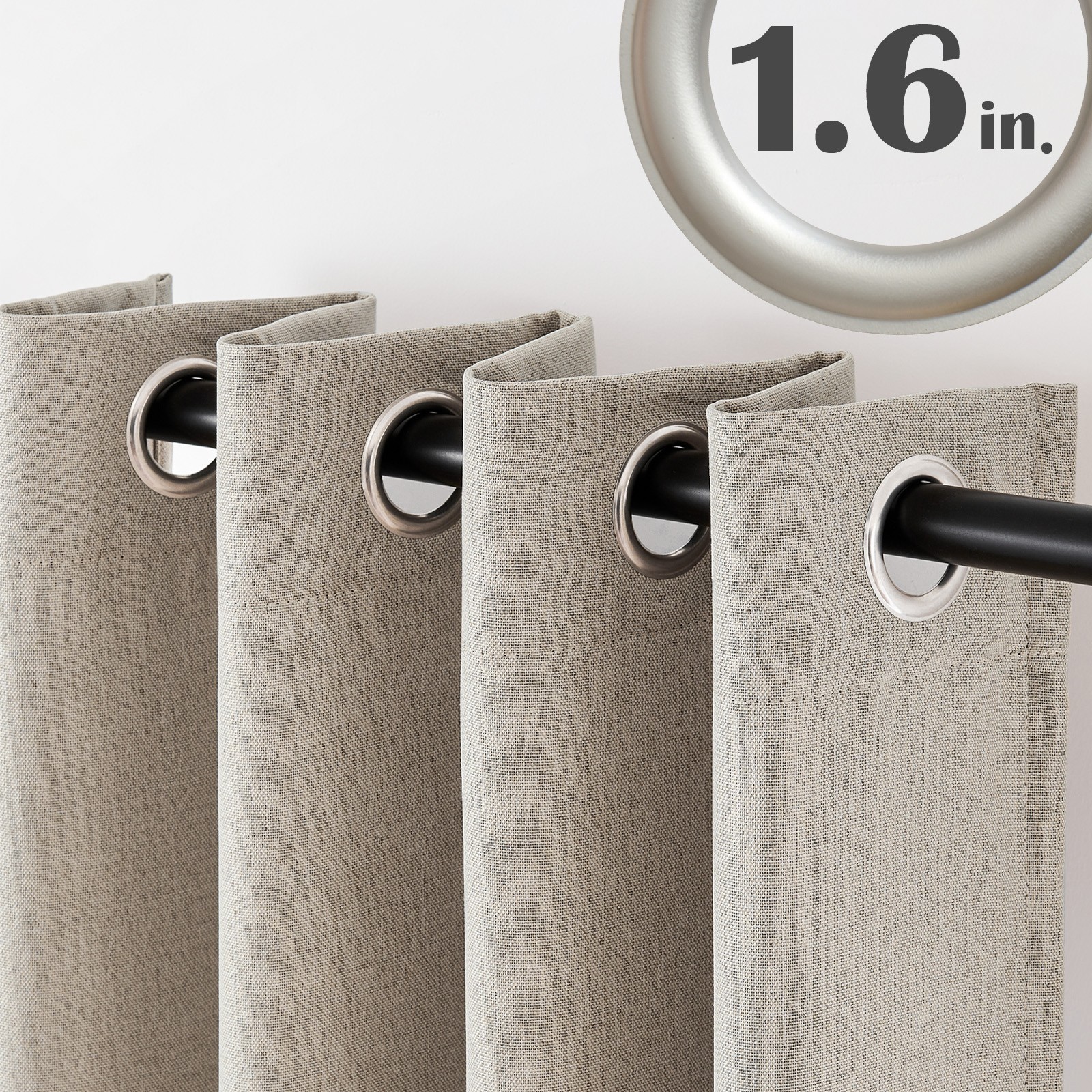 Linen Textured Blackout Curtains Bedroom Single Panel Thermal Grommet 84″ L
