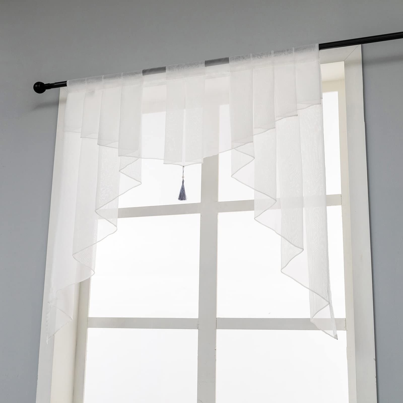 Swag Sheer Valance Curtains for Living Room, Color Matching Kitchen Valance f…