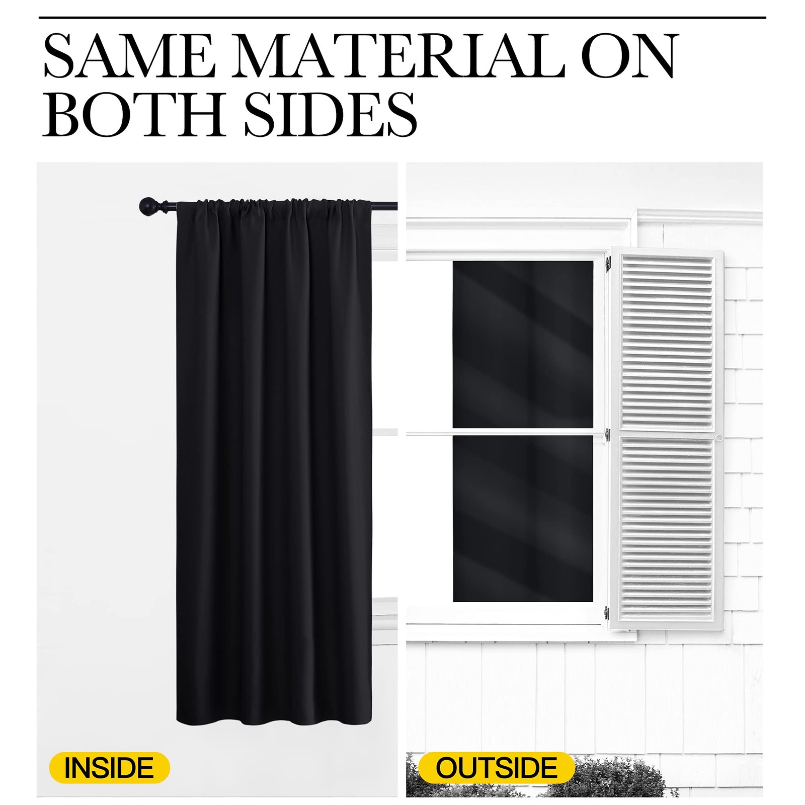 Blackout Curtain Blinds – Thermal Insulated Drapes for Bedroom, 2 Panels, 42×63″