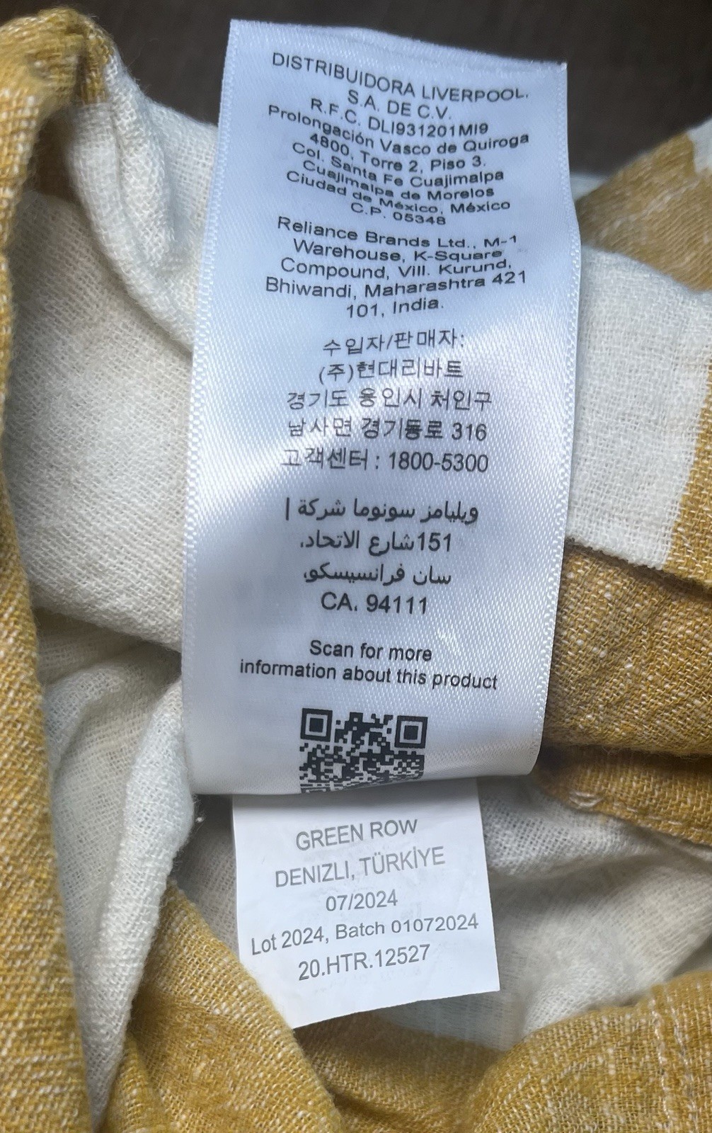 GreenRow Lightweight Cabana Stripe Curtain Ivory/yellow 50×96 New