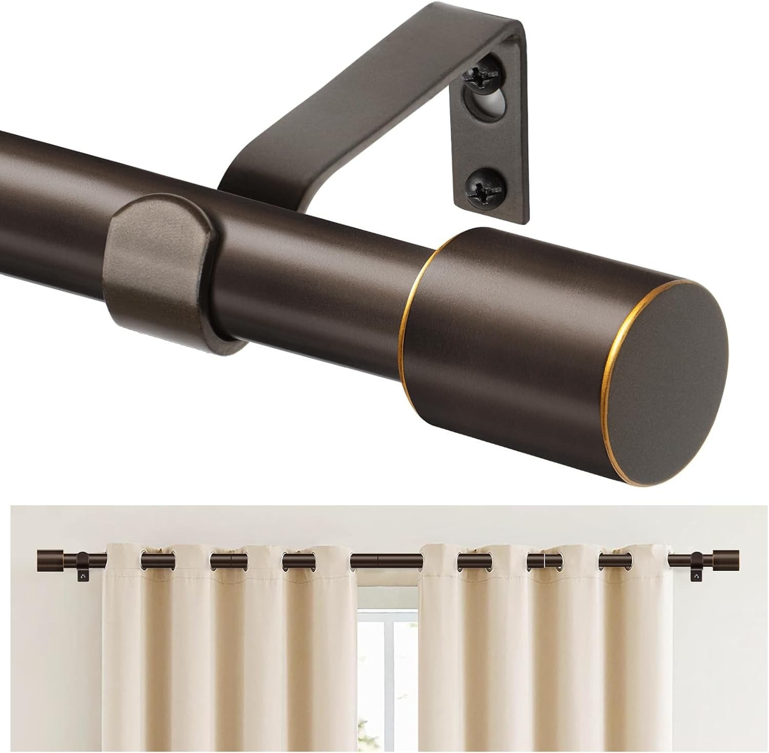Curtain Rod 32 to 58 Inch(2.6 to 4.8 ft), Adjustable Splicing Window Curtain