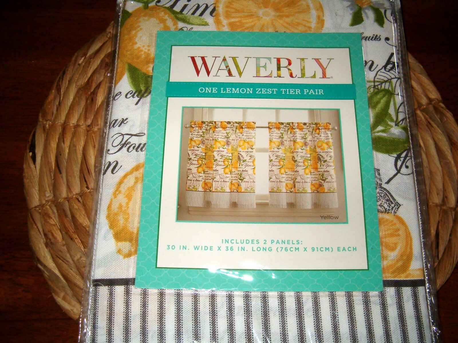 Waverly Lemon Zest 2 pc. Rod Pocket Window Tier Curtain Pair