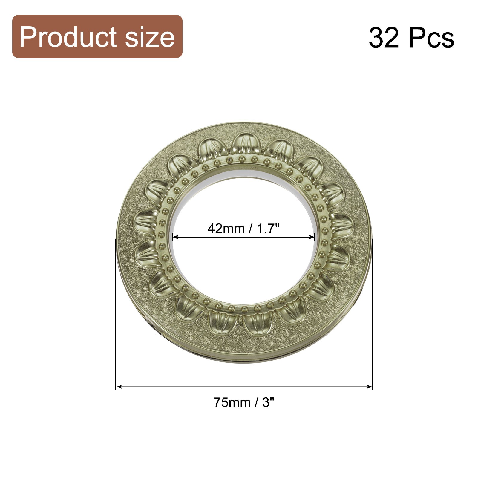 32pcs Curtain Grommets 1-5/7″(42mm) ID Pattern Style Curtain Ring Cyan