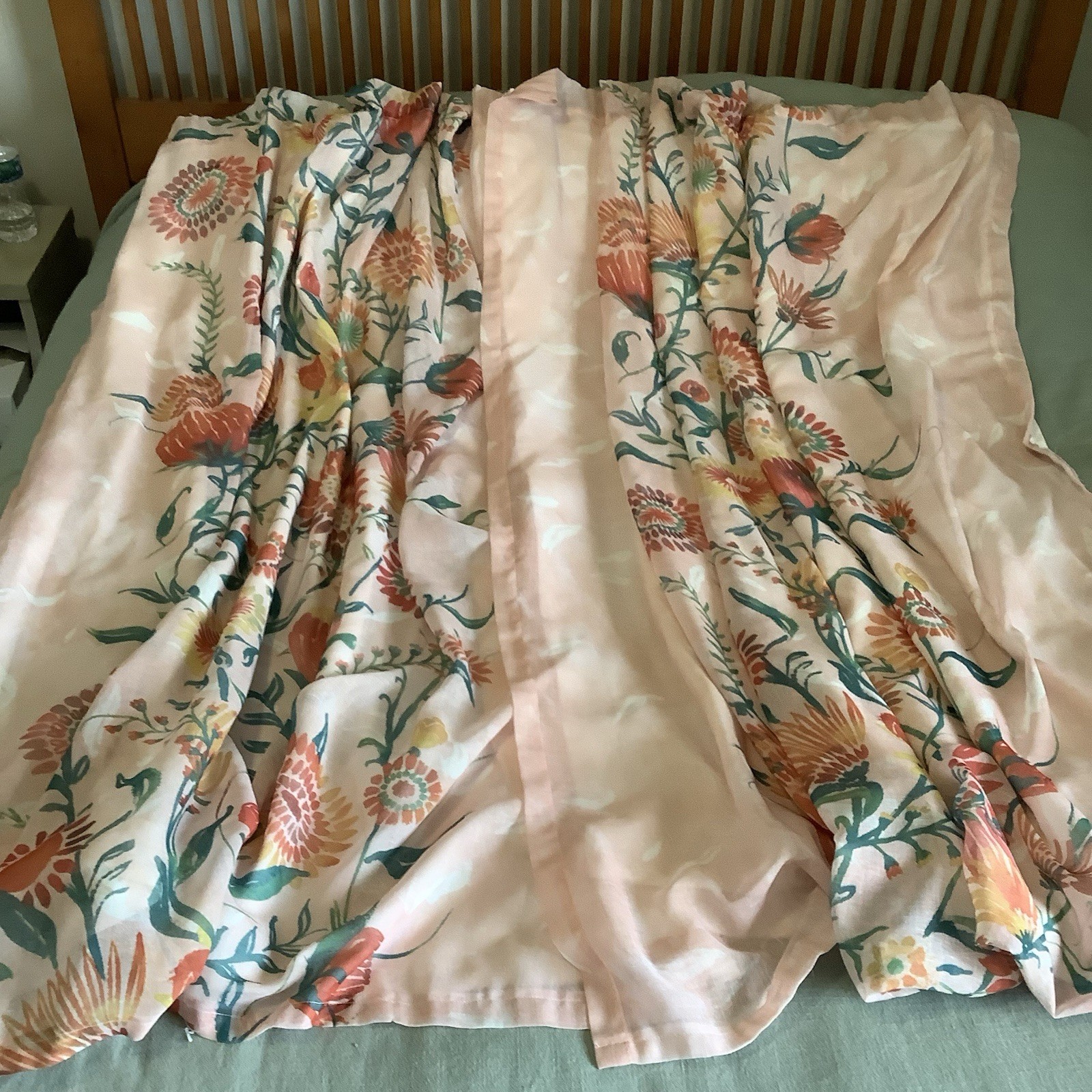 Target Opalhouse 2 Curtain Panels 54” x 56” BOHO FLORAL Orange Green LINED