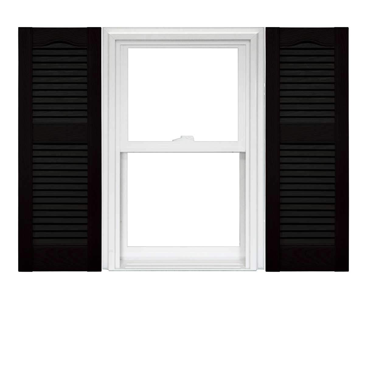 Mid America Open Louver Vinyl Shutters (1 Pair) – 14.5 x 14.5″W x 48″H, Black