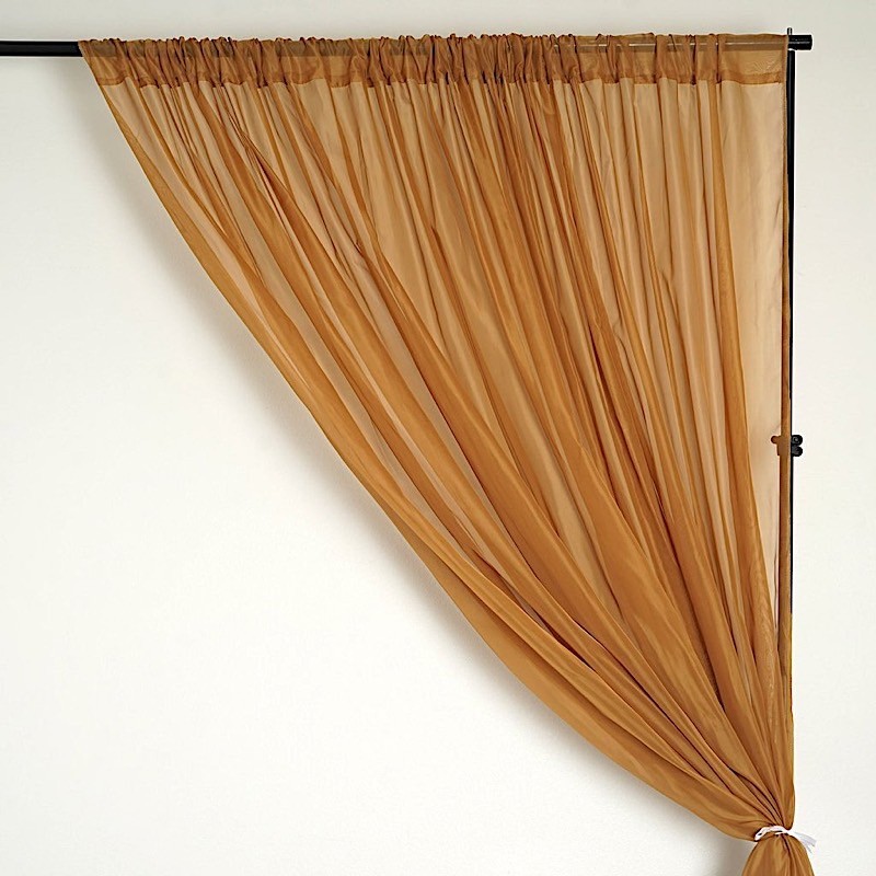 Gold 10 x 10 ft Voile BACKDROP CURTAINS 2 Panels 5×10 ft Home Party Decorations