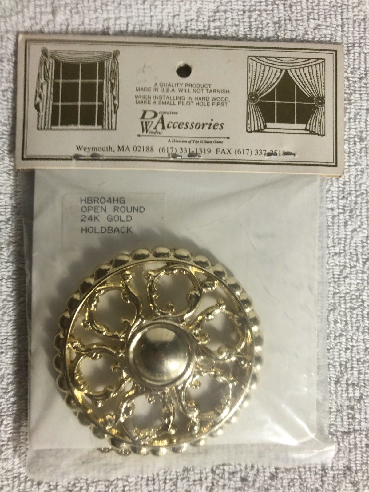 1 Pair Stackbacks / Holdbacks 24K Gold Finish Curtain Drapery Medallion Style