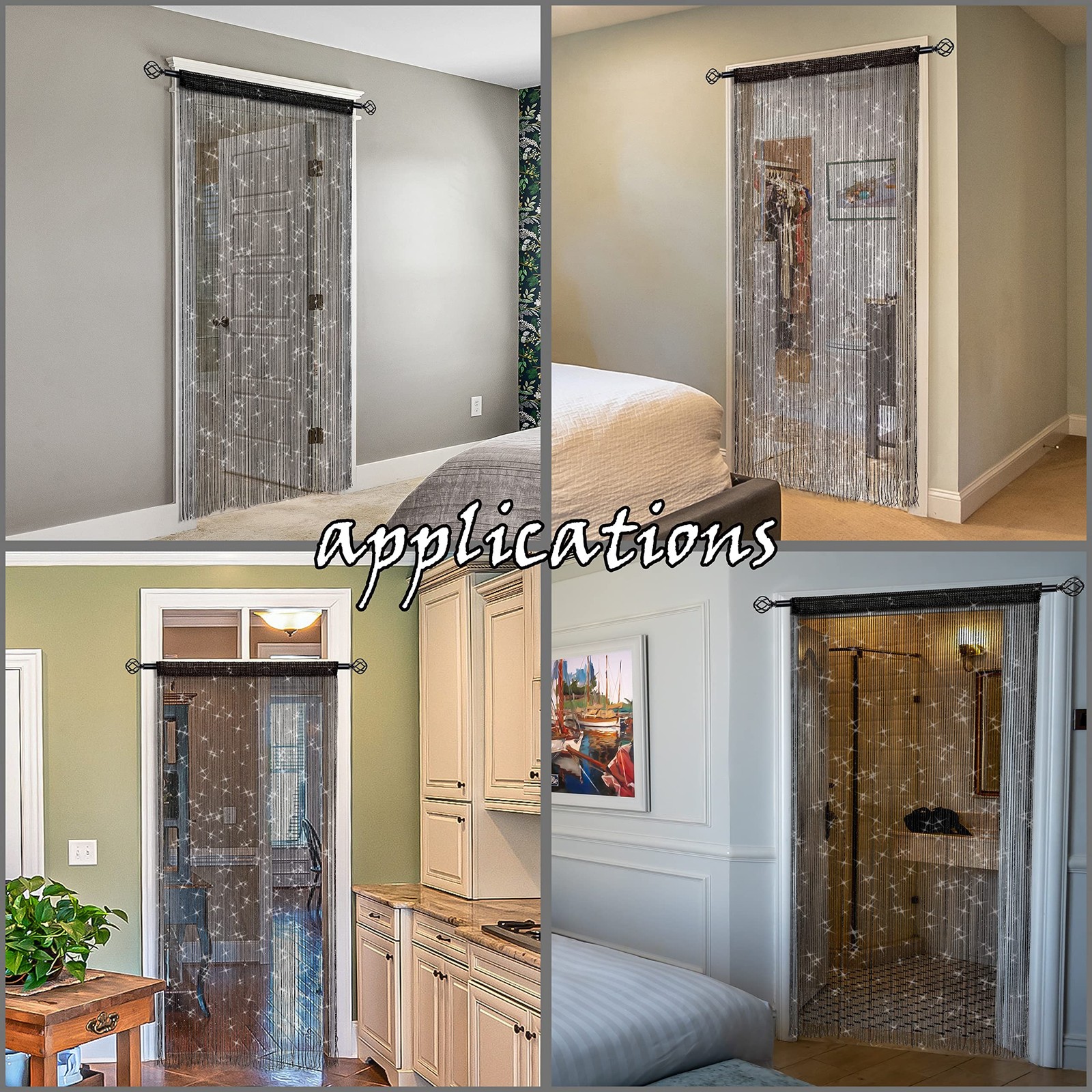 Door String Curtain Beaded Hanging Room Divider Curtain for Closet Windows Doors