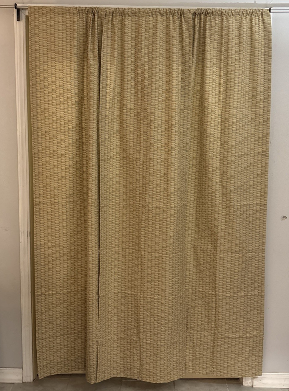 3 Curtain Panels Tan Brown Geometric 79″x22 cotton blend