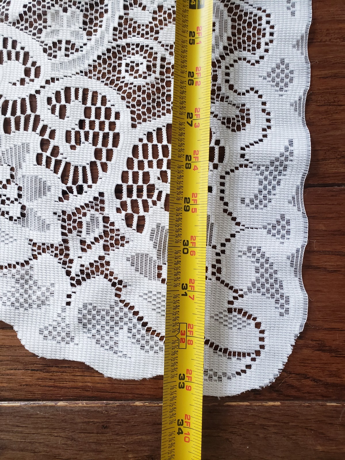 Vintage Filet Lace Curtain Valance Swag Scalloped Cottage Farmhouse 53″ Wide USA