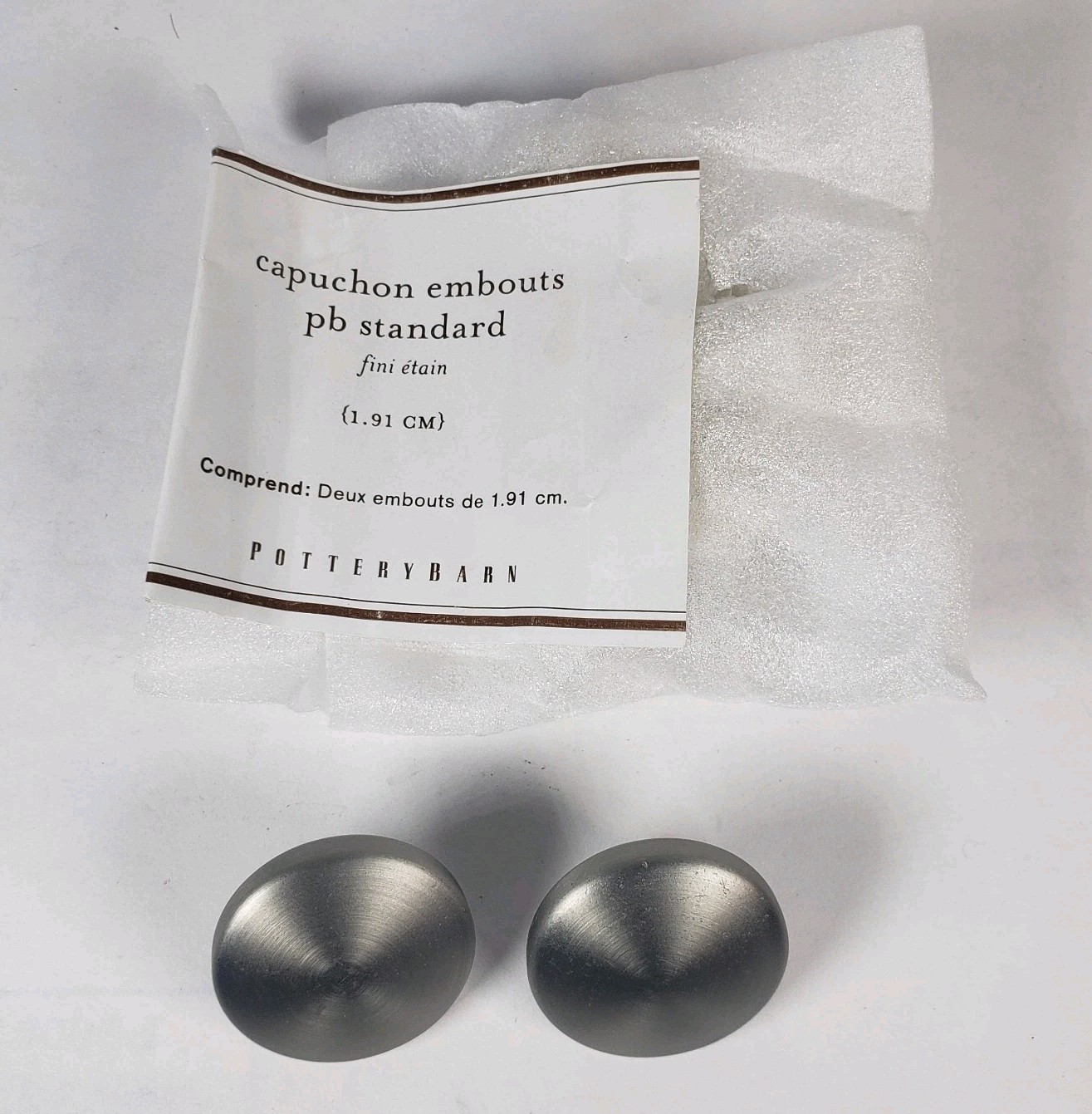 Pottery Barn Standard Endcap Finial – Set Of 2 – Pewter Finish – .75 Inches