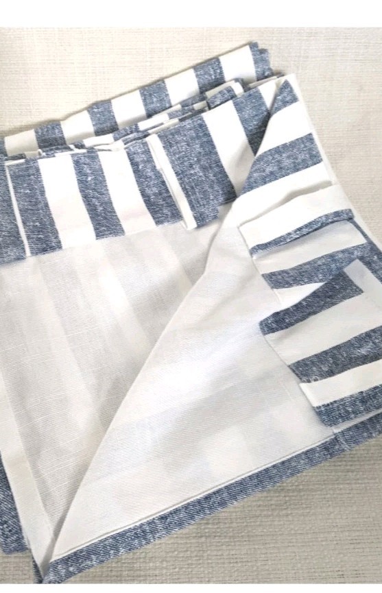 Pottery Barn (2) Matching 50″w x 96″l Unlined Cotton Blue & White Curtains