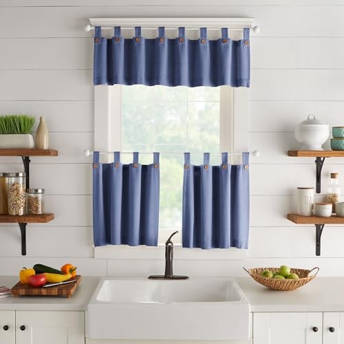 Home Fashions Tucker Button Solid Window Valance 60″W x 15″L (Pack of 1) Blue