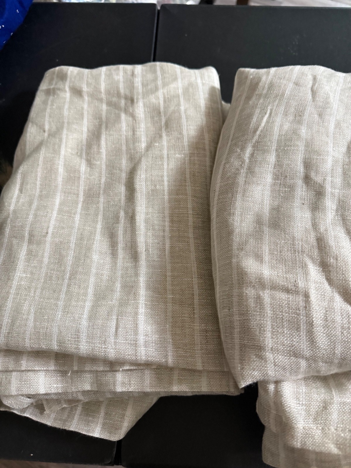 Ikea Birtine Beige Stripe 100% Linen Curtain Panel 57″ X 98″ Russia 1805 Retired