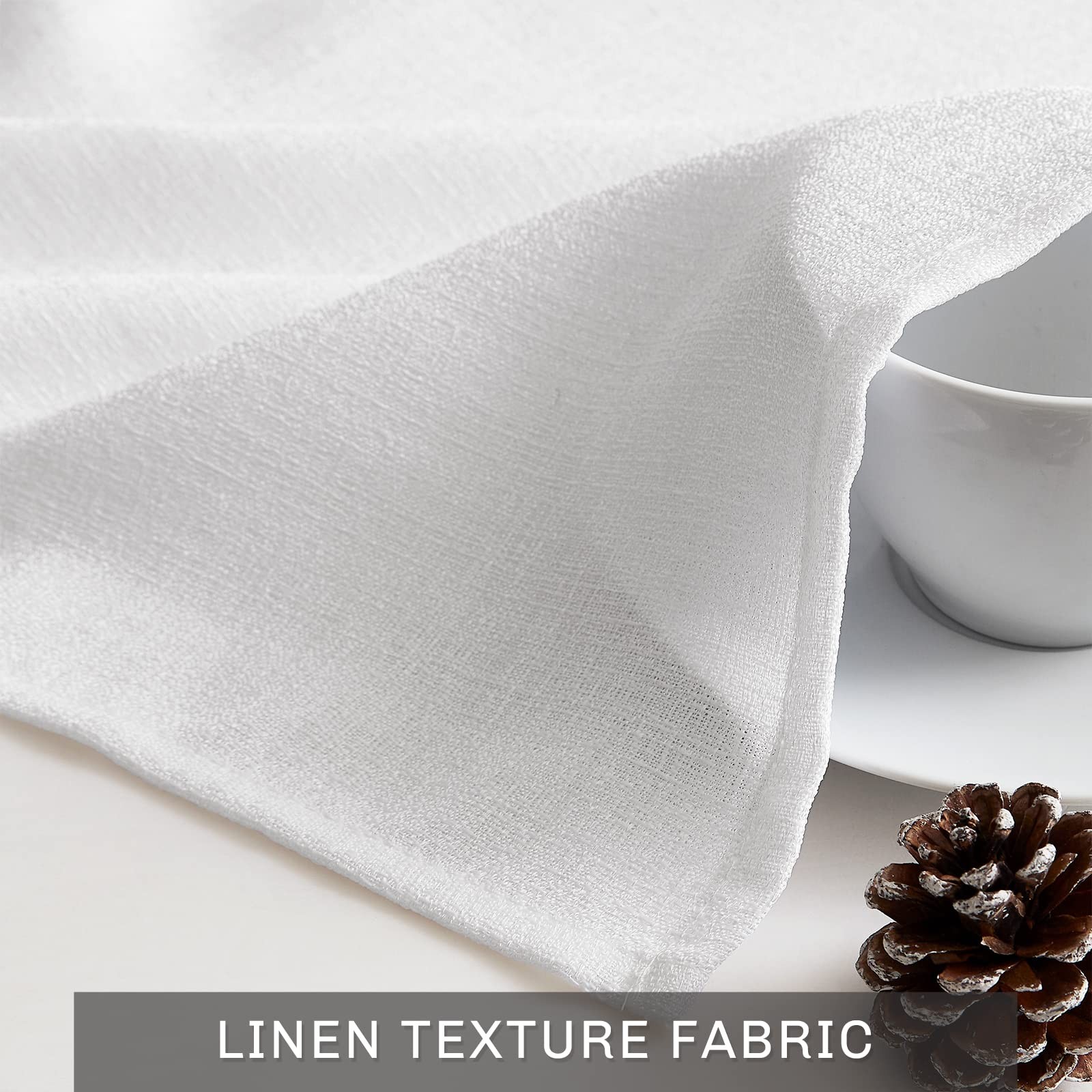Melodieux White Semi Sheer Curtain Valance for Kitchen Cafe Small Windows Lin…