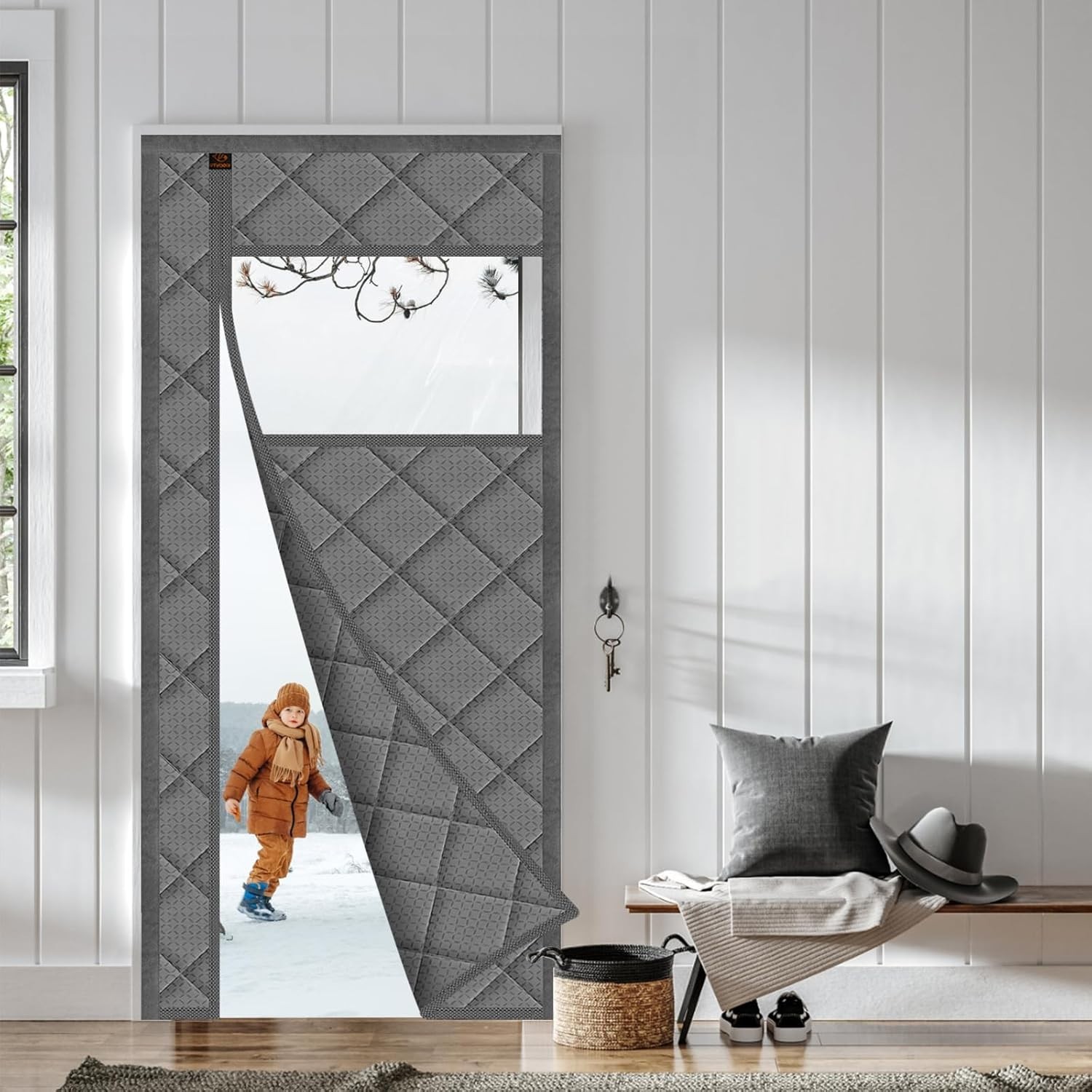 WochiTV Magnetic Thermal Door Curtain, 36 X 80 Inch Insulated Door Cover Thicken