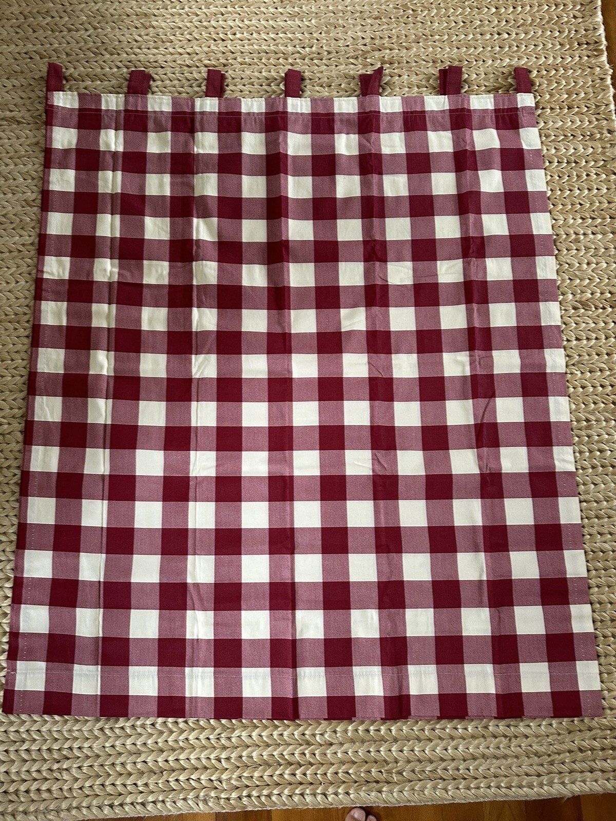new THE VERMONT COUNTRY STORE Pair Tab Top Curtains Drapes Buffalo Check 84 x 54