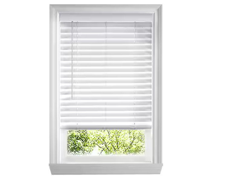White Cordless Faux Wood Blind 2 in Slats 34.5W x 72L (Actual 34W x 72L)