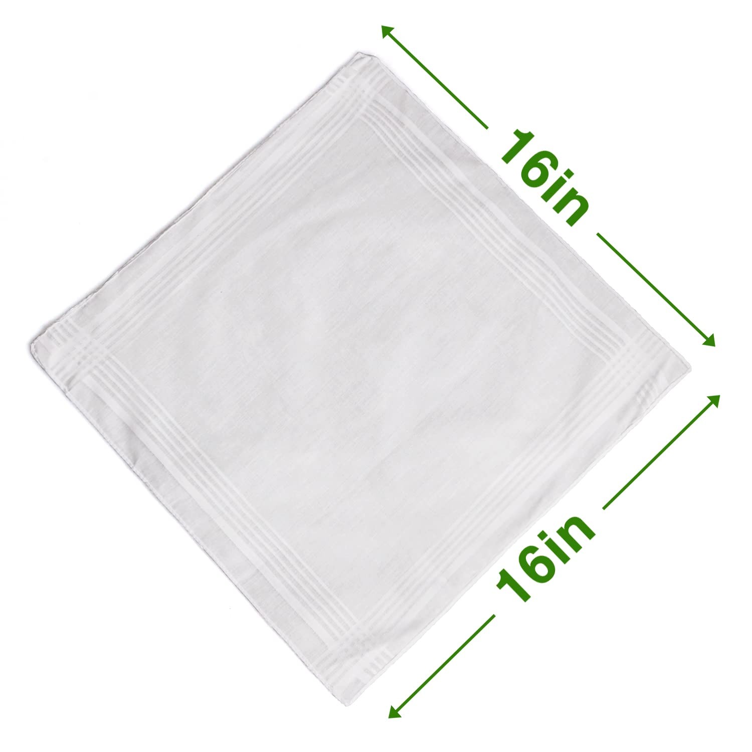 Landisun Men’s Handkerchiefs Soft White Pure Cotton Hanky 16inch,
