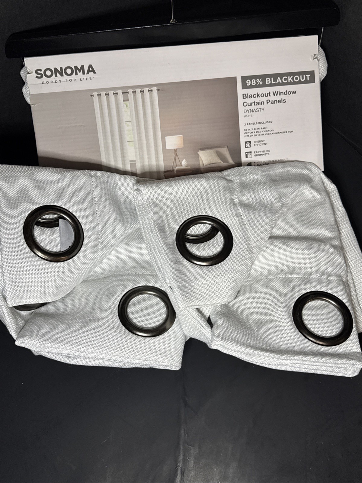 NEW Sonoma Blackout Window Curtain 2 Panels 50″ x 108″ Dynasty White Grommets