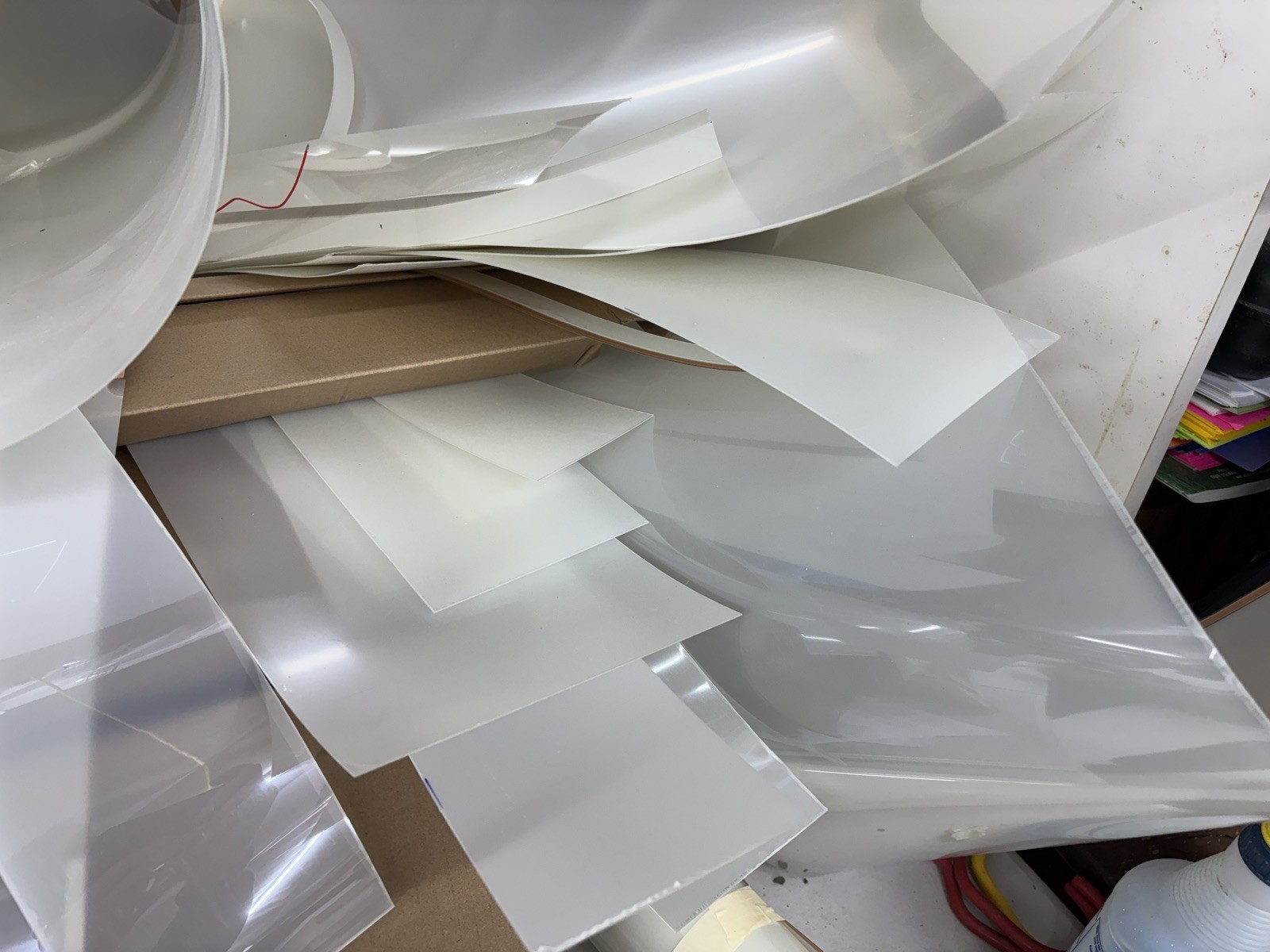 5lb PDLC smart glass film Leftovers, Cutouts Different Sizes, White Frosted