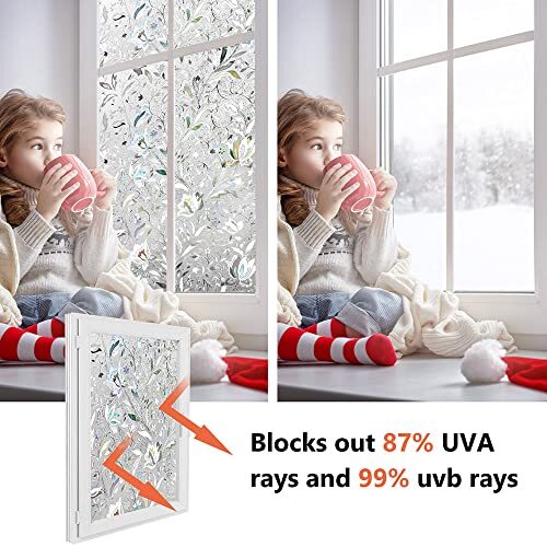 Window Privacy Film, Vinyl Glass Covering, Stained 17.5In x 78.7In Clear