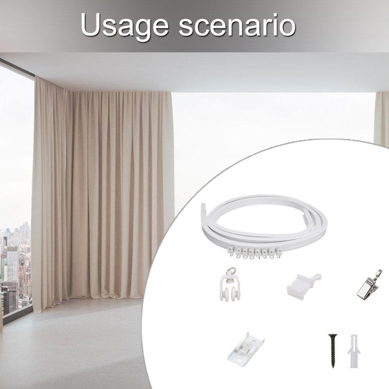 Customizable Curtain Rails 5 Meter Bendable and Cuttable Designs with Rollers