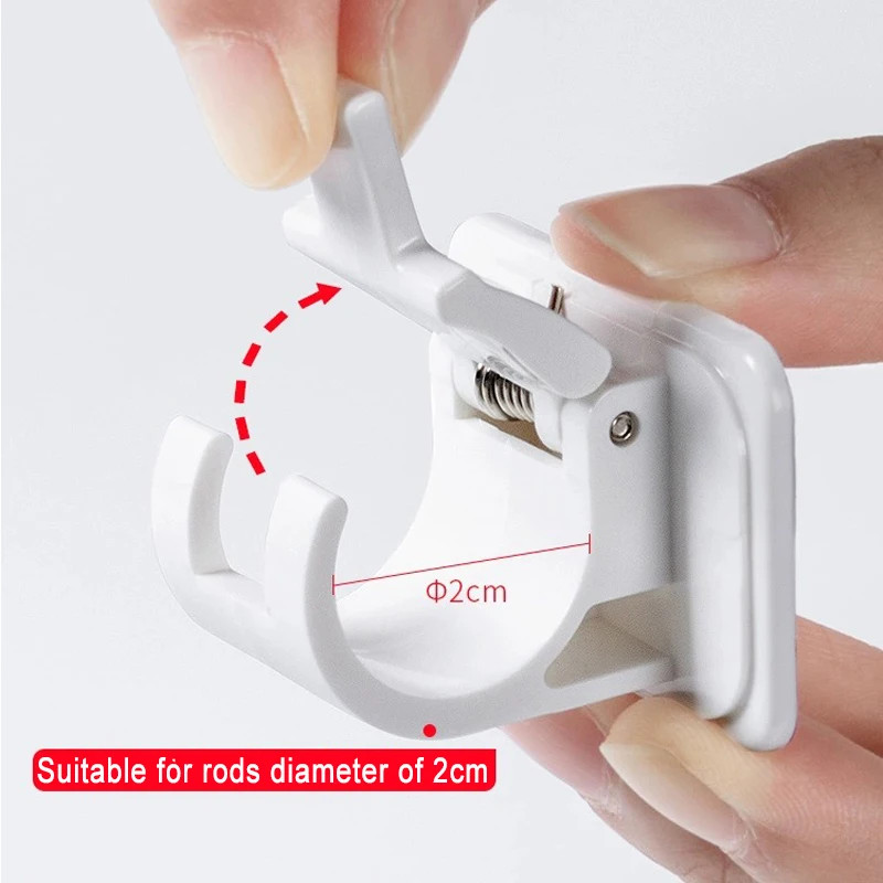 Self Adhesive Rail Hooks Nail-Free Curtain Clamp Rods Clips Hook Adjustable Show