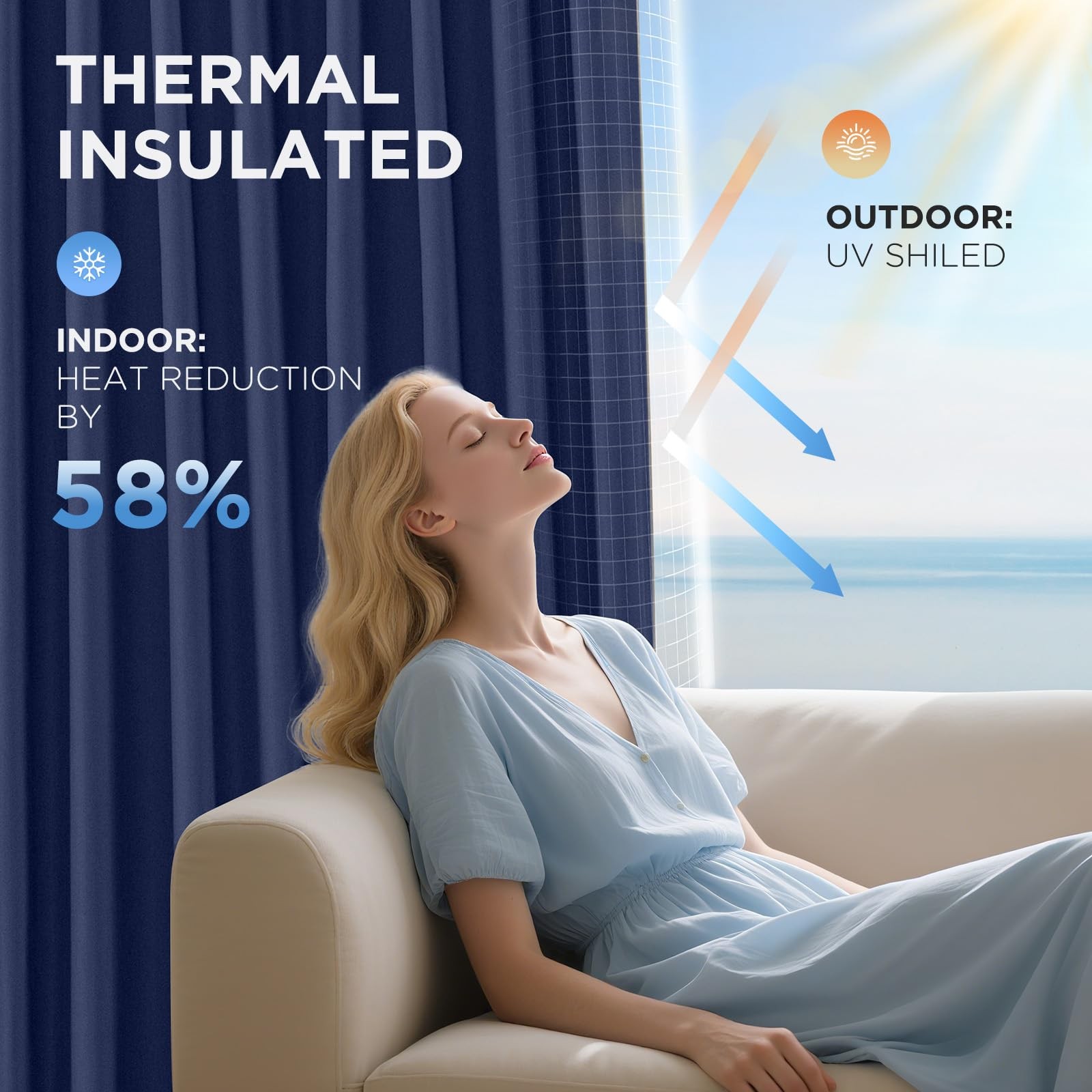 Joydeco Blackout Curtain 108 Inches Long – Thermal Insulated Room Darkening
