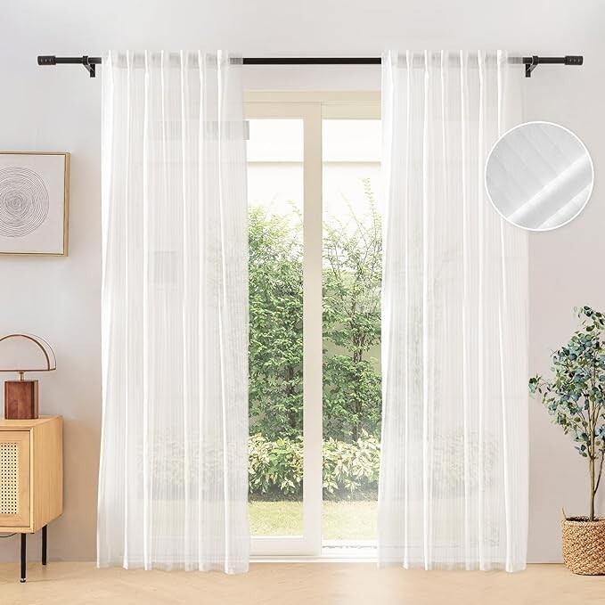 NEW Curtains Living Room Bedroom Boho Light Filtering Divider White W 52 x L 103