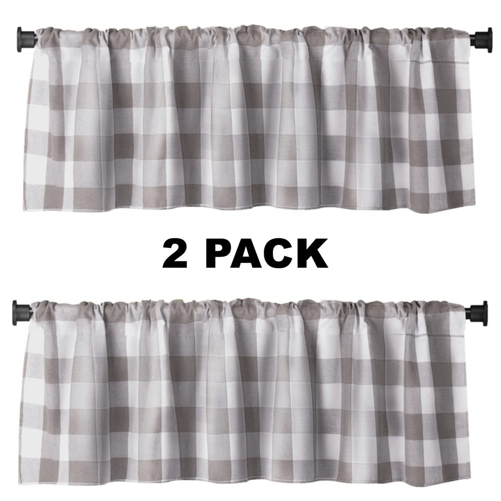 WOSIBO 2 Pack Buffalo Check Plaid Window 56″W x 16″L (Pack of 2), Grey