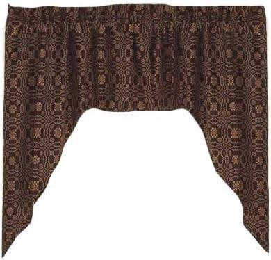 Home Collection by Raghu Lover’s Knot Jacquard Black and Mustard Swag, 72 by 36″