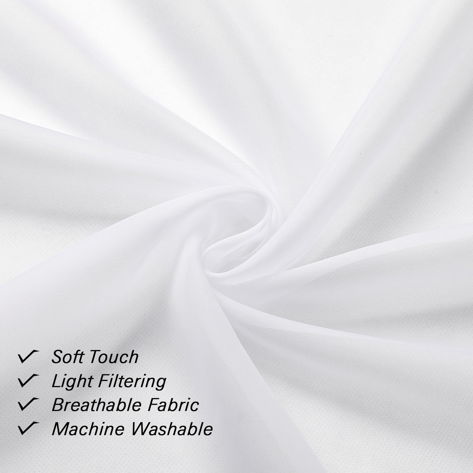 36 Inch Sheer Curtains Tiers 2 PCS with Dual Rod 40″W x 36″L (Pack of 2) White