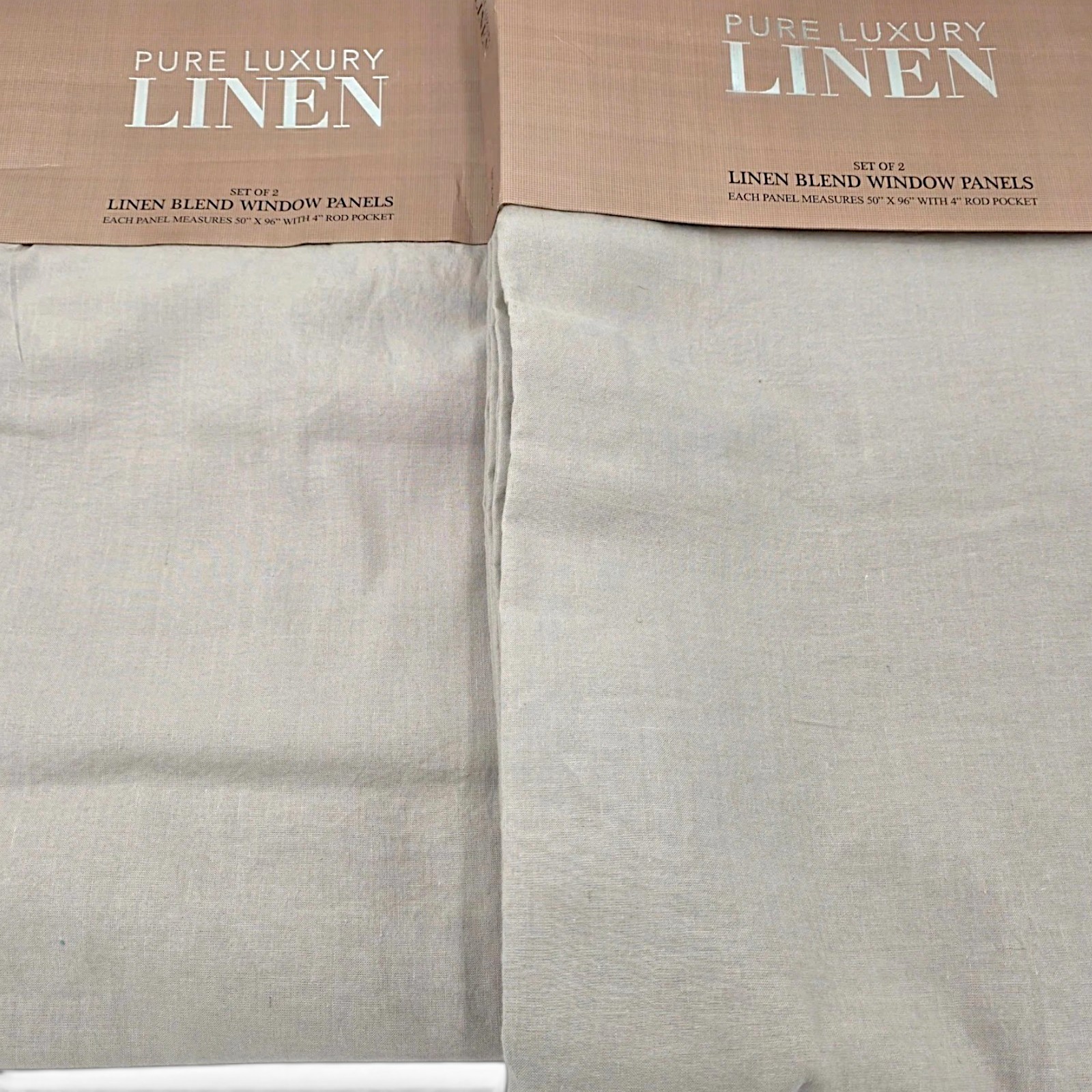 Pure Linen Set of 4 Linen Blend Curtains 48×96 Tan Natural Rod Pocket NEW