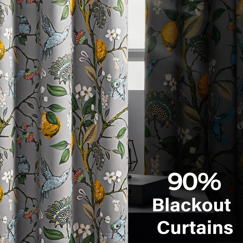 Blackout Curtain Panel pair Polyester Thermal Insulation Header Included